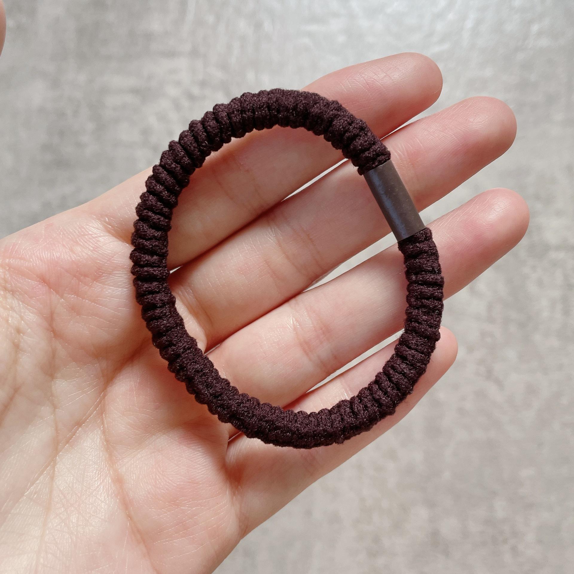 

Высокоэластичная резинка для волос для женщин, чтобы завязывать хвостики летом, не повреждая волосы. Базовая корейская резинка для волос с кожаным ремешком темный кофе