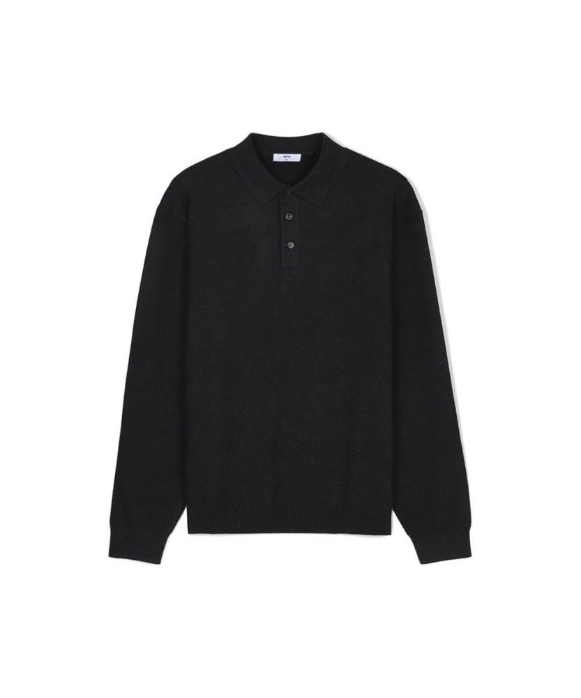NOTIG Poly-Blend Thierry Long Sleeve Sweater Charcoal Gray_Okw2Swtl201Cg