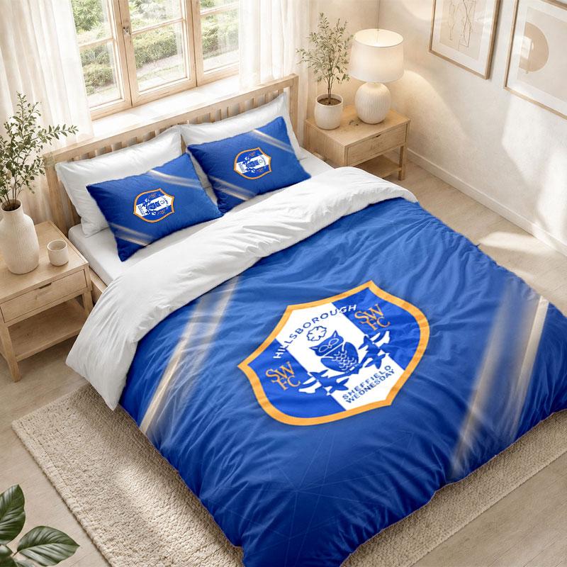 Bedding Set 1 Duvet Cover 2 Pillowcases Sheffield Wednesday Print Bedroom Home Decoration