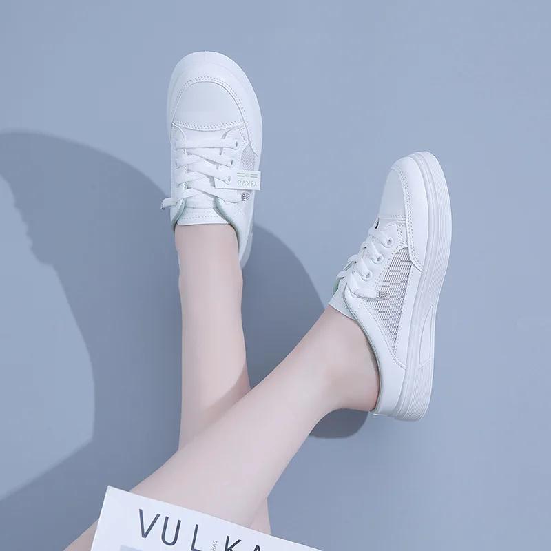 Fashion Fashionable Baotou Versatile Slippers for Women's Outwear 2024 Summer New Casual Step on Lazy Thin Sole Little White Shoes