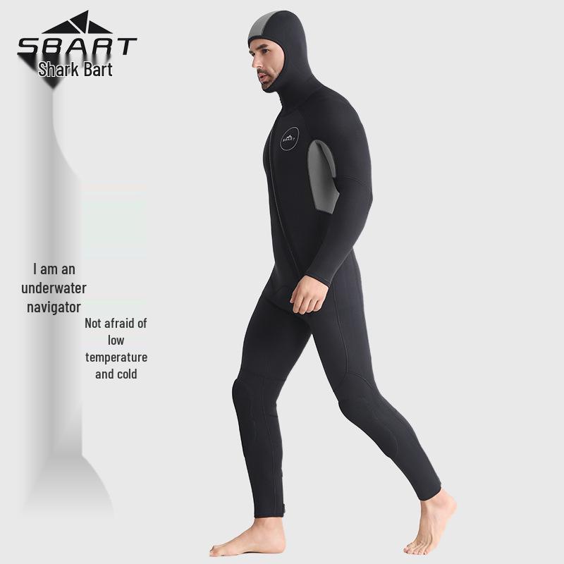 SBART 5/7MM Thick Wetsuit One-Piece, Cold-Protective & Warm Diving Suit with Velvet, Jellyfish Resistant