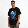 Cheshire Cat Christmas Print Top Fun Cat Pattern Casual Long Sleeve T-shirt For Xmas Holiday Pure cotton T-shirt