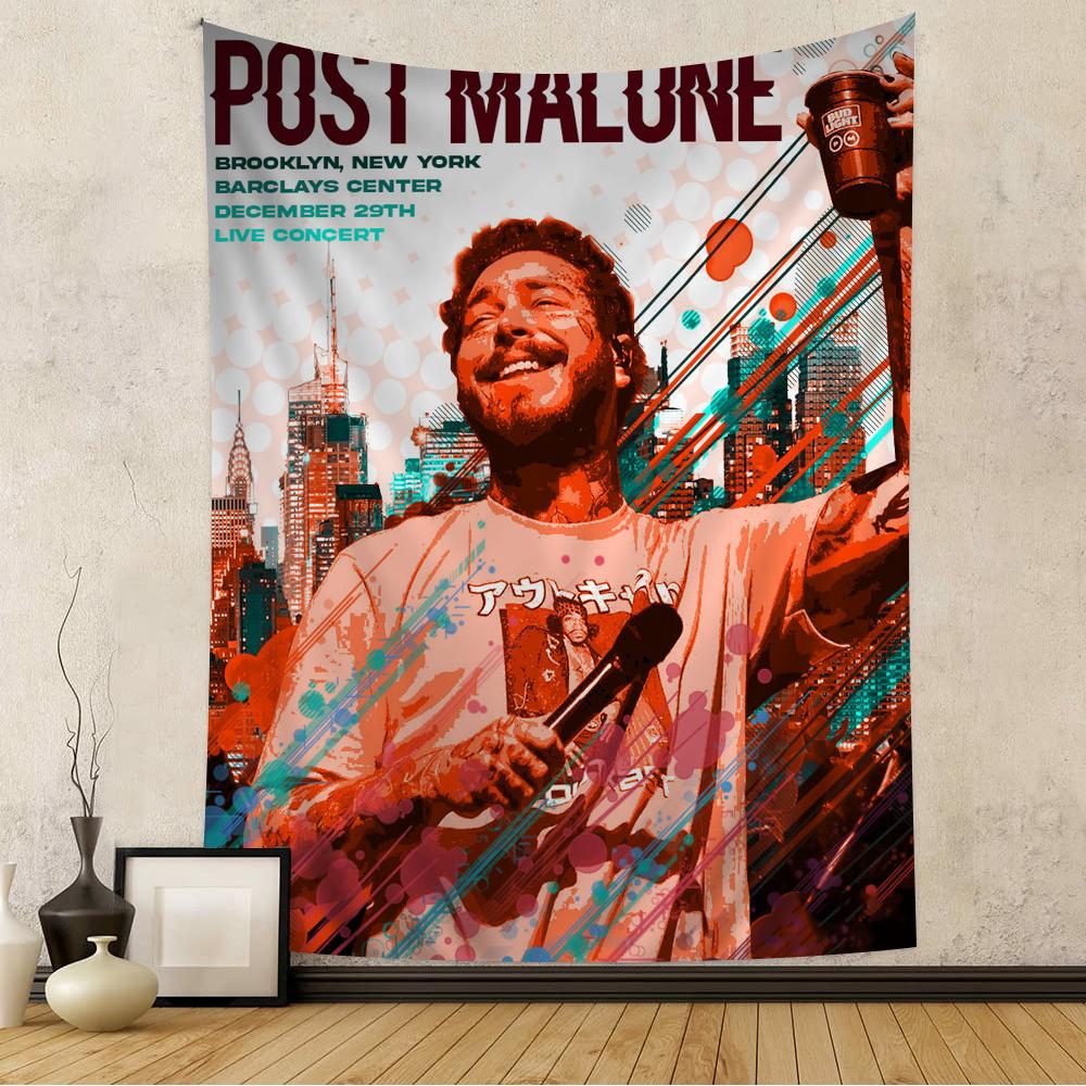 American Singer Star Rapper Post Malone Cartoon Tapestry Wall Hanging Decoration Household Home Decor