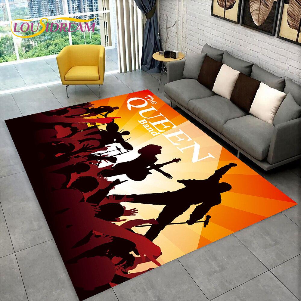 Freddie Mercury Queen-Rock-Band Χαλί Περιοχής, Χαλί για Σαλόνι Υπνοδωμάτιο Καναπέ Διακόσμηση Πατάκι Πόρτας, Παιδικό Παιχνίδι Αντιολισθητικό Χαλάκι Δαπέδου