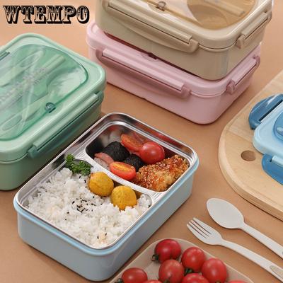 304 Edelstahl Isolierung Studenten Lunchbox für die Arbeit Tragbar Versiegeltes Fach Bento Box Lunchbox Bedrucktes LOGO