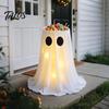 Halloween Ghost Candy Bowl Lighted Stand, Height Adjustable Large Holder with Indoor Tabletop Centerpiece LED Light for Trick or Treat, Porch, Outdoor