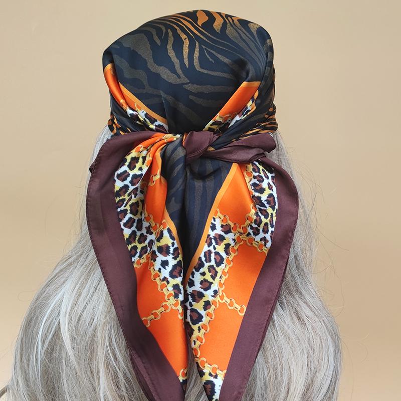 The Four Seasons Luxury Style Headscarf 70X70CM Scarves New  Women Beach Sunscreen Square Kerchief Popular Design Silk Hijab