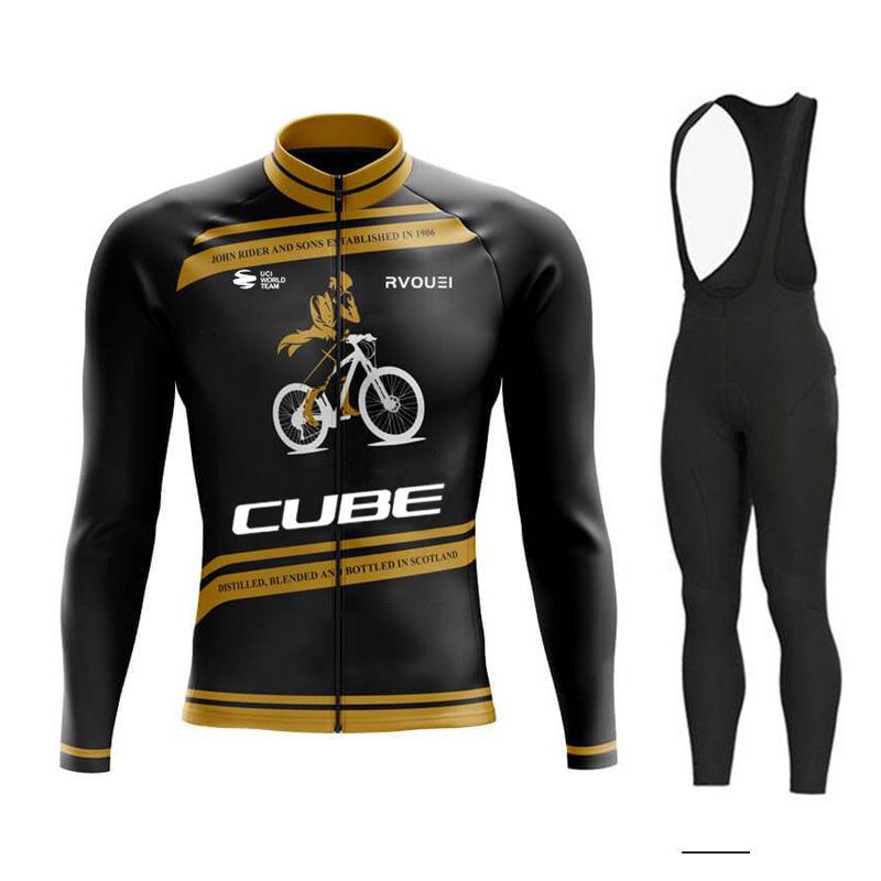 

2026 Autumn Breathable Cycling Suit Set Rvouei Cube Team Long Sleeve Men MTB Bike Clothing Autumn Bicycle Clothes Maillot Ropa Ciclismo XS