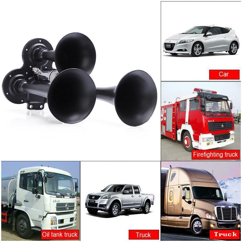 Buzina de Trem 600DB Super Alta 3 Trompetes Kit de Buzina a Ar Para Caminhão Semi-Reboque Barco Van Carro