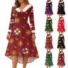 Sukienki na imprezę świąteczną z nadrukiem dla kobiet Vintage sukienka midi na Boże Narodzenie Sukienki codzienne Sukienka koktajlowa Sukienki na imprezę świąteczną