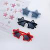 Cool frame, round, new style, transparent glitter, runway-ready, black sunglasses, for boys and girls, five-pointed star design, children's eyewear