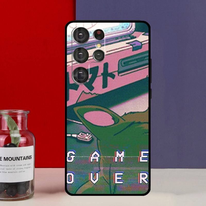 Retro Aesthetic Japanese Game Over Funda Case For Samsung Galaxy S25 Ultra S9 S10 S20 S21 S22 Plus S23 FE S24 Ultra Phone Cover