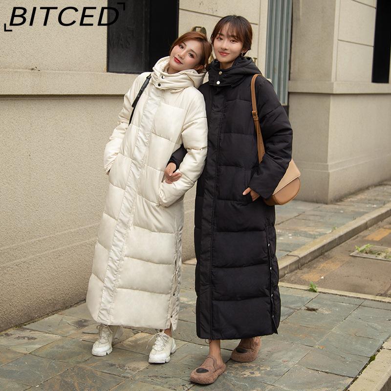 BITCED Winter Cotton Coat for Women - Extended Length, Knee-Length, Slim Fit, Bestie Style, Warm and Thickened Mid-Length Quilted Jacket