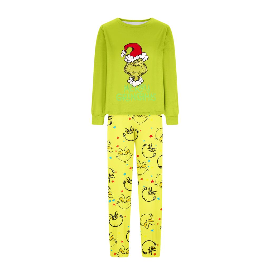 Costum de casă cu imprimeu de Crăciun părinte-copil, bluză cu mâneci lungi și pantaloni