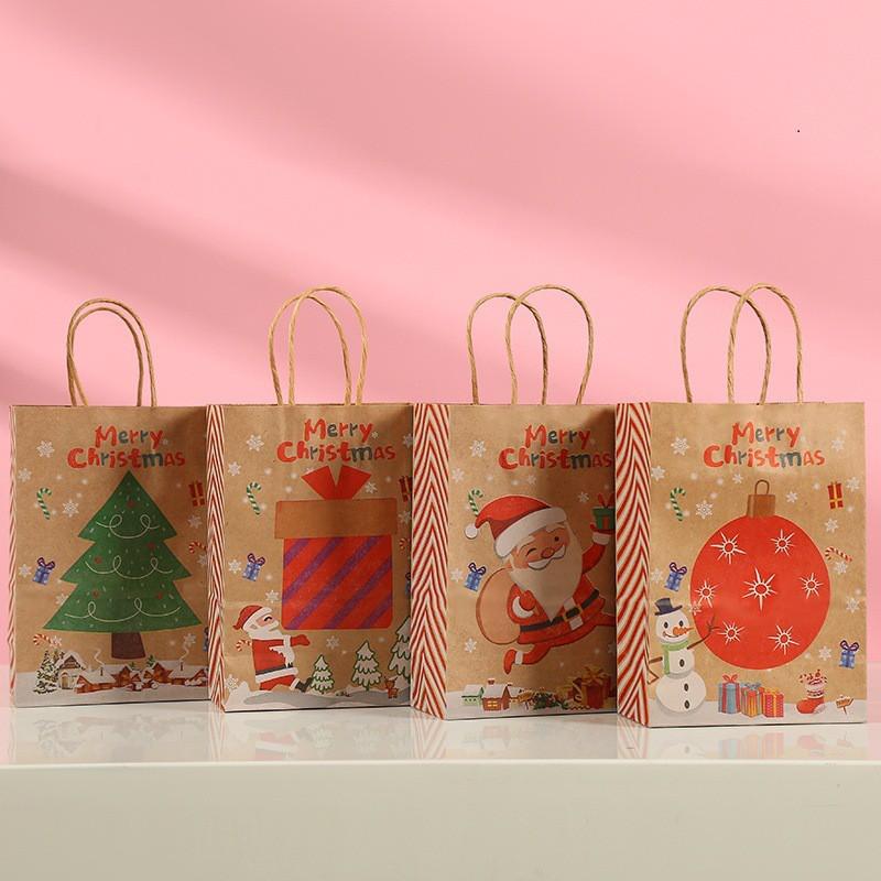 Kraft Paper Gift Bag With Cartoon Design Christmas Birthday Party Favors Handheld