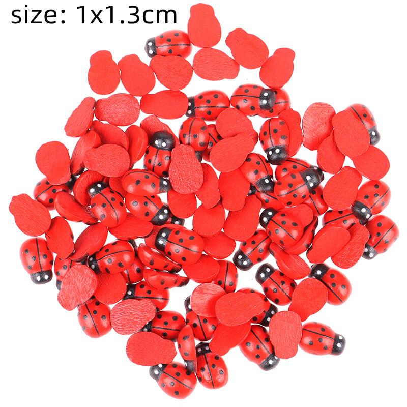 5/10/100pc Wooden/resin Ladybird Sticker DIY Craft Ladybug Wall Decal Home Party Decoration Children Kid Painted Adhesive Back