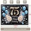 Elegant 75th Birthday Tapestry, Blue Balloons & Sparkle Background