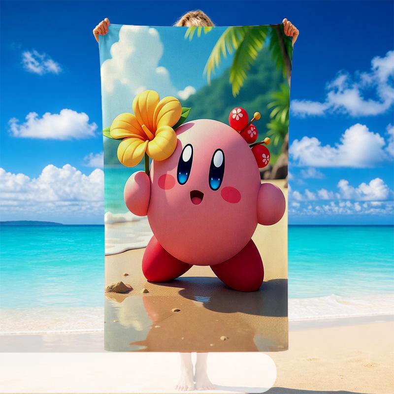 Quick Dry Beach Towel Kirby Pattern, Lightweight Absorbent Towel for Pool Beach Vacation Use