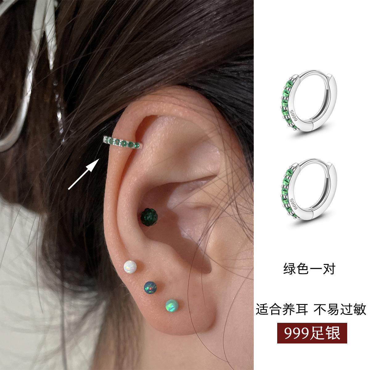 

999 стерлингового серебра бриллианты циркон круглые серьги женские изысканные легкие роскошные ювелирные изделия высокого класса темперамент ушная пряжка мода 999 silver