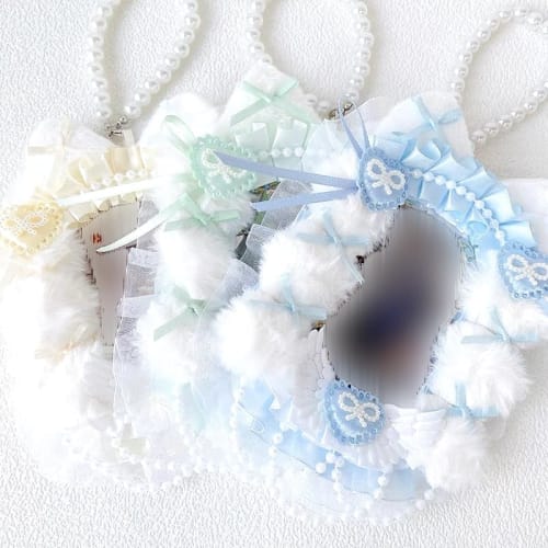 B8 Trading Card Case [Fluffy Cat Ears] Hard Top Loader Case for Oshikatsu (Light Blue, B8)