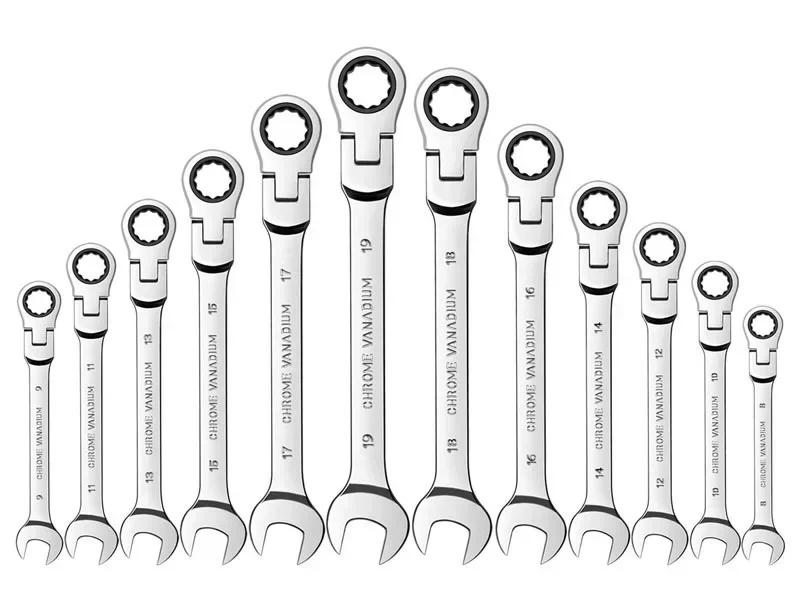 Flexible Head Ratchet Wrench Key Ratchet Spanner Chromed Wrench Universal Key Hand Tools for Car Repair Tools Amagi