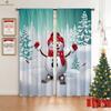 Christmas Decoration Curtains Wooden Elk Snowman Print Curtains Kids Room Restaurant Holiday Party Decoration Curtains 2 Pieces