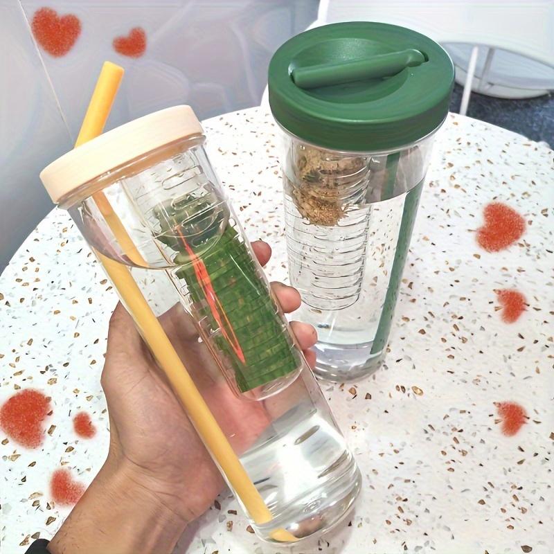 1pc-Glass coffee and milk tea cups with a tea strainer, heat-resistant glass straw with a lid water cup random color