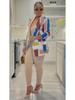 K2805 Colorful Print Casual Suit Jacket