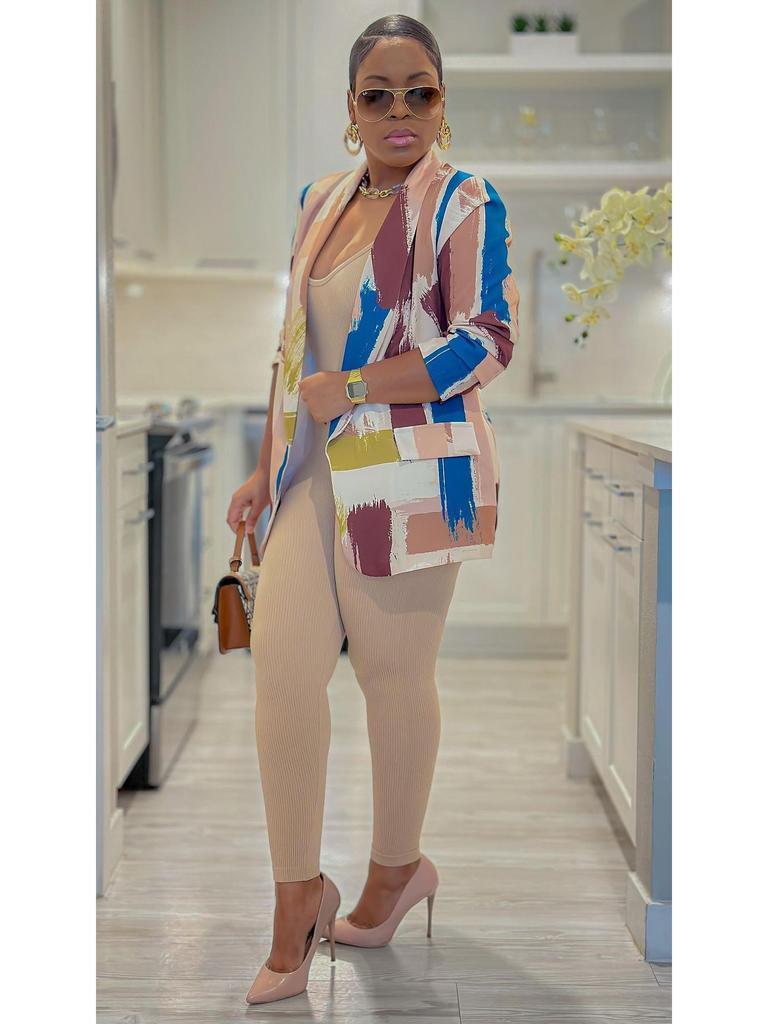 K2805 Colorful Print Casual Suit Jacket