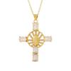 Copper Plated 18K Gold Cross Pendant Necklace with Multi-color Zircon Embellishments