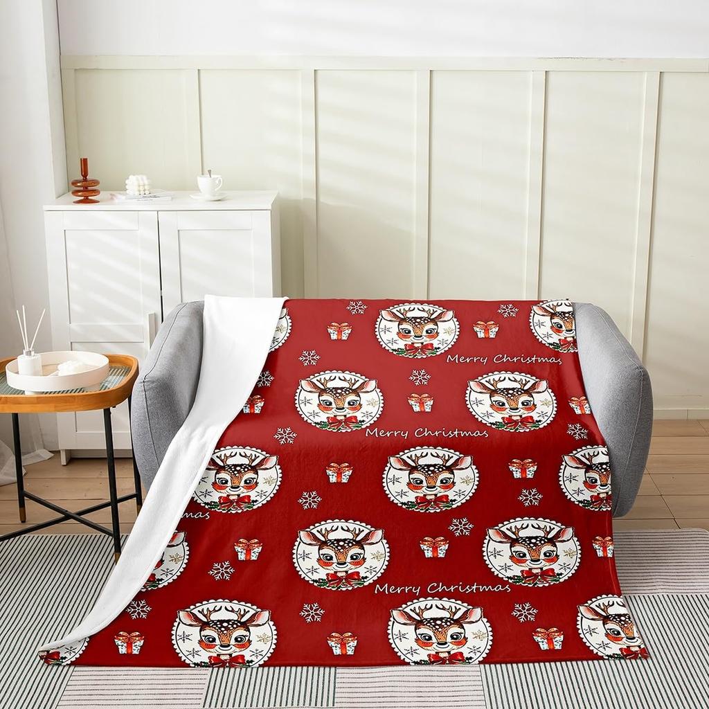 Christmas Snowman Blanket, Plush Flannel Fleece, Lightweight Fuzzy Throw, Winter Gift for Boys Girls, Sofa Couch