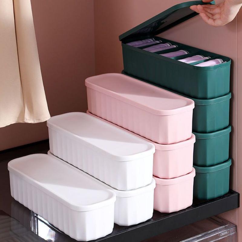 5 přihrádek Úložný box na ponožky Plastový s víkem Koleje Organizér na ponožky, spodní prádlo, oblečení Úložné boxy Držáky na kosmetiku Kontejnery