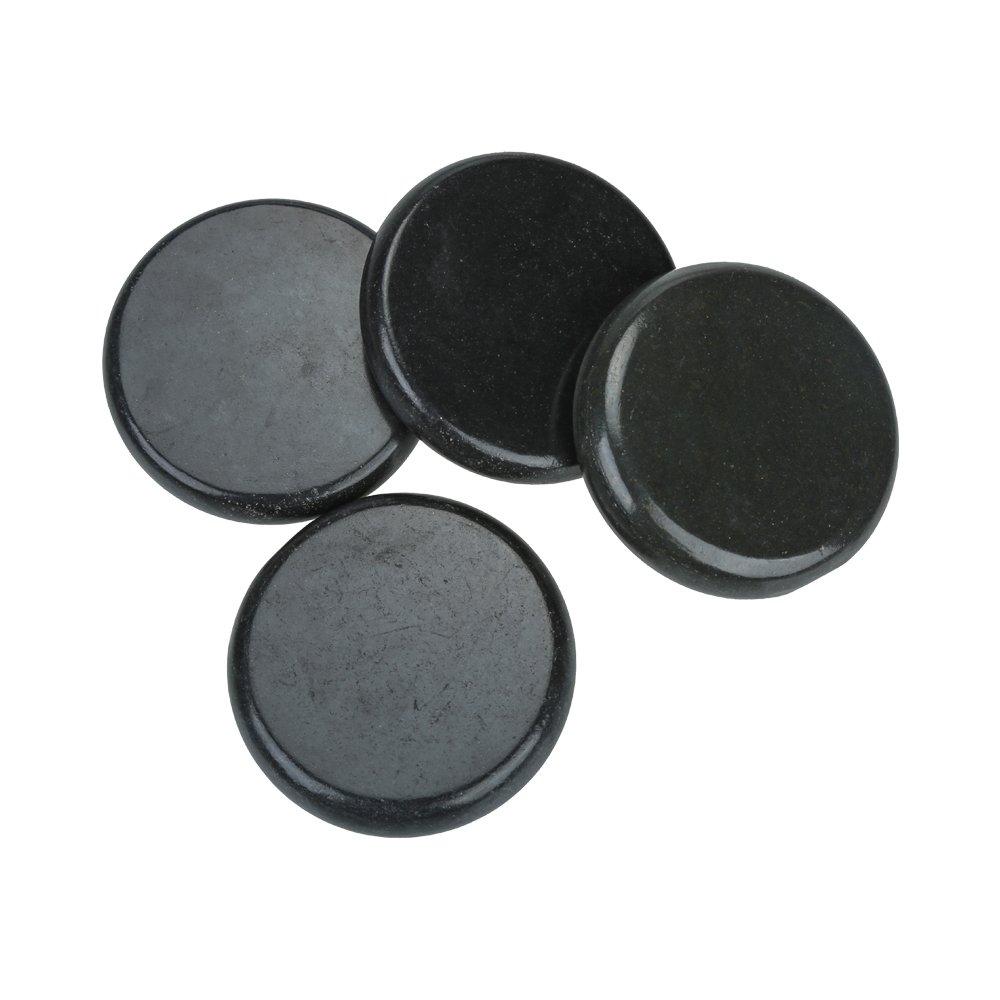 Windfulogo 4-Piece Hot Massage Stone Set - Natural Lava Basalt Spa Massage Warm Stones, Black (8x8cm)