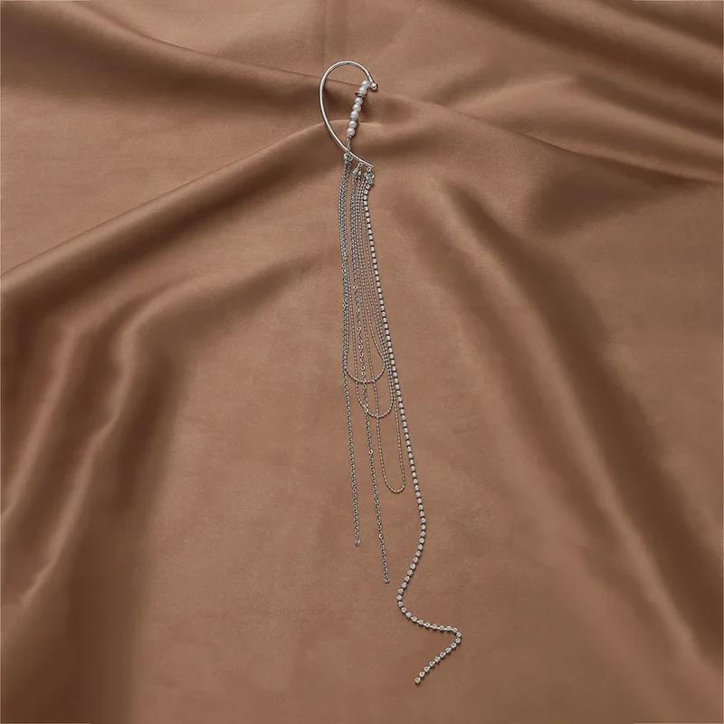 Exquisite Long Tassel Earrings with Imitation Pearl & Diamond for Women