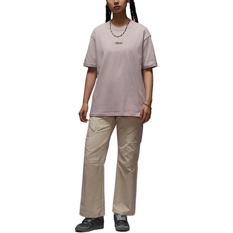 New Jordan SS25 Drop Shoulder Sleeve T Shirt Women's Gray Purple IF0380-019