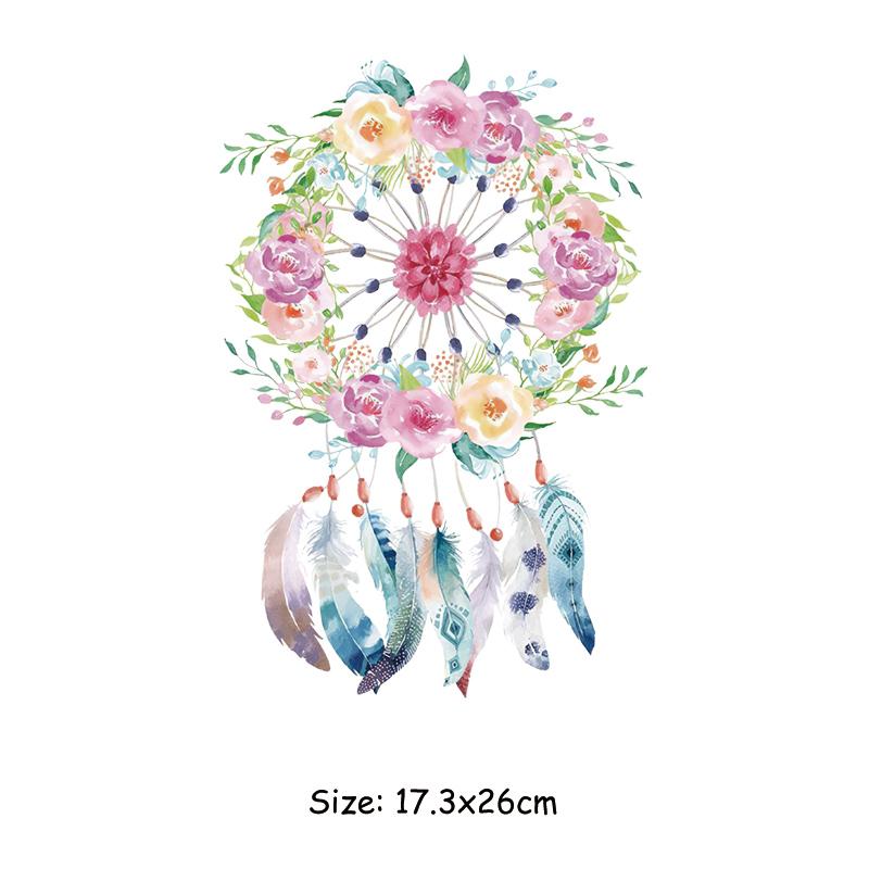 

Толстовки с цветочным переводом «Ловец снов», наклейки на одежду, футболка Parches Ropa Diy, термопресс, аппликации, нашивки для одежды 17.3x26cm