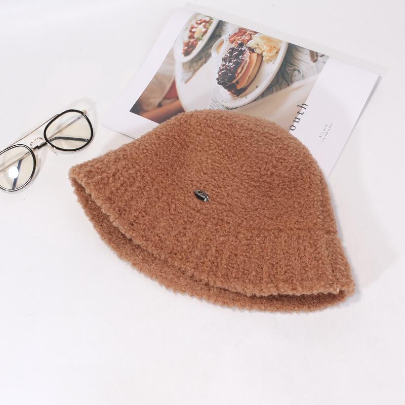 Autumn and Winter Lamb Wool Hat for Women Knitted Fisherman Hat Fashionable Casual Face Small Bucket Hat Warm Basin Hat Trendy