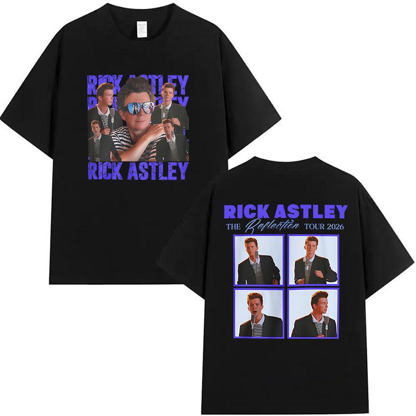 Rick Astley The Reflection Tour 2026 Magliette Grafiche Unisex Vintage Cotone Oversize Maglietta Estiva Abbigliamento Alta Qualità Maglietta