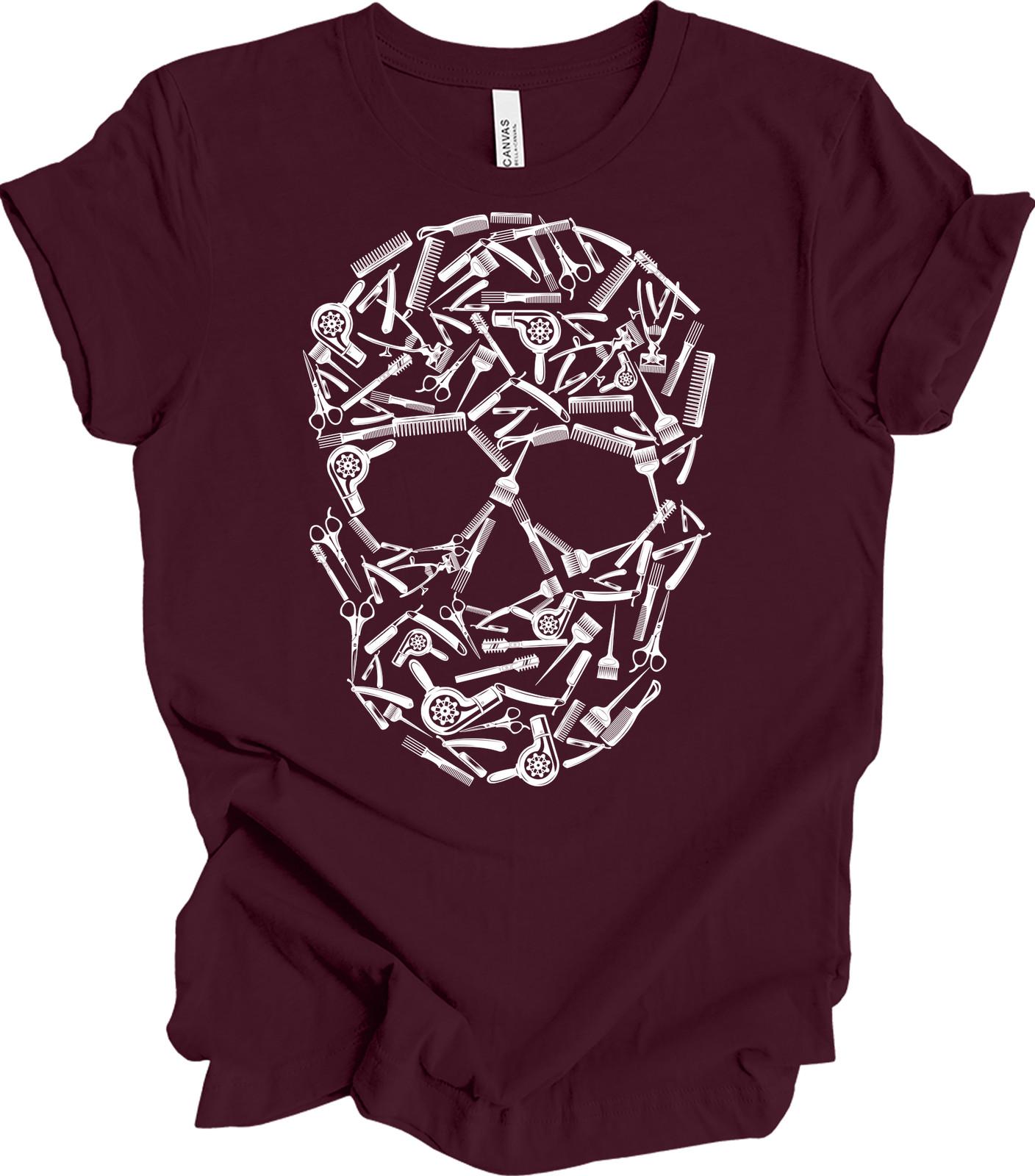 Hair Stylist Skull T-Shirt Barber Tools Design Unisex S разноцветный