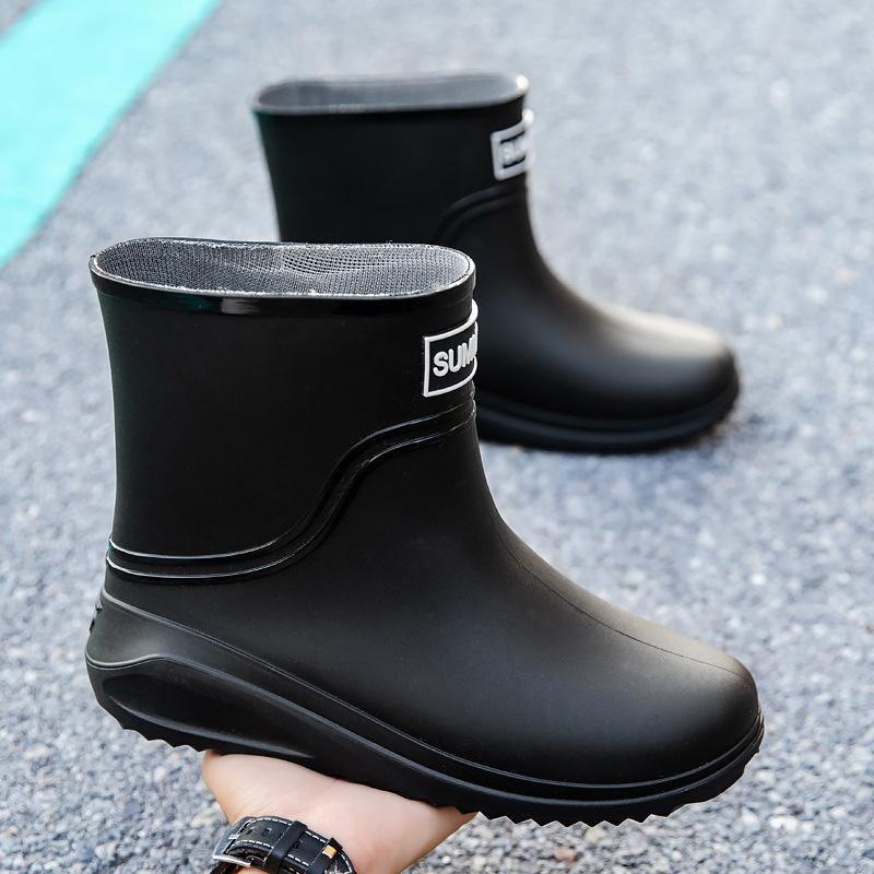 High-end rain shoes men's new waterproof shoes low tube non-slip takeaway riders special rain boots rubber shoes summer velvet