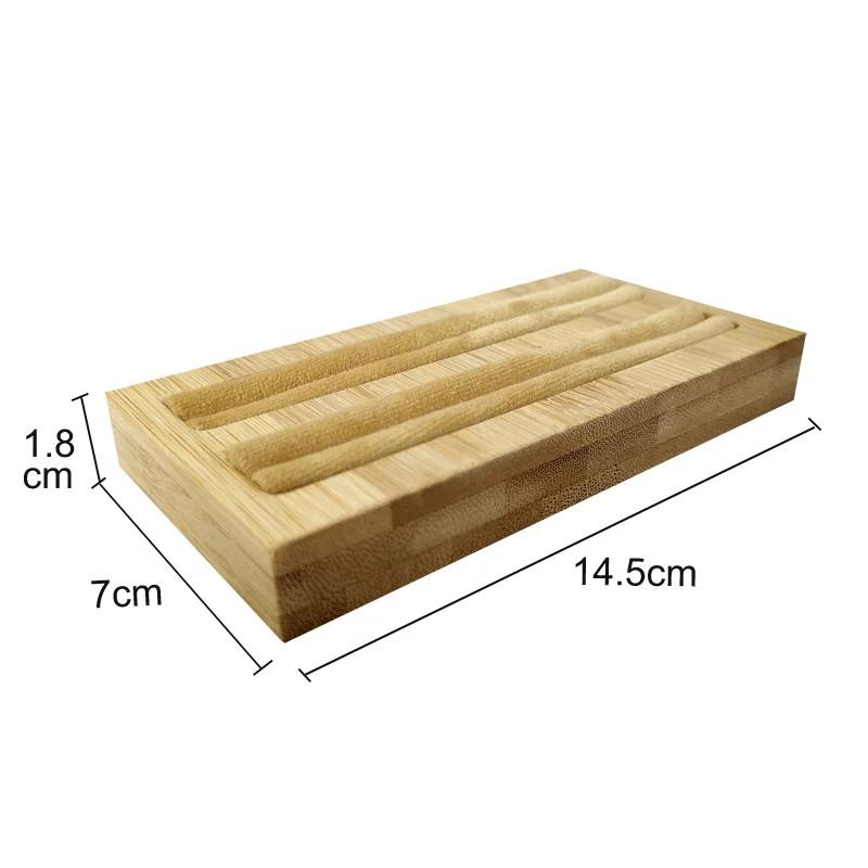Velvet Square Ring Tray With Bamboo Wood Base 2 Slots Ring And Accessory Display Stand Earrings Jewelry Storage Rack 14.5*7CM