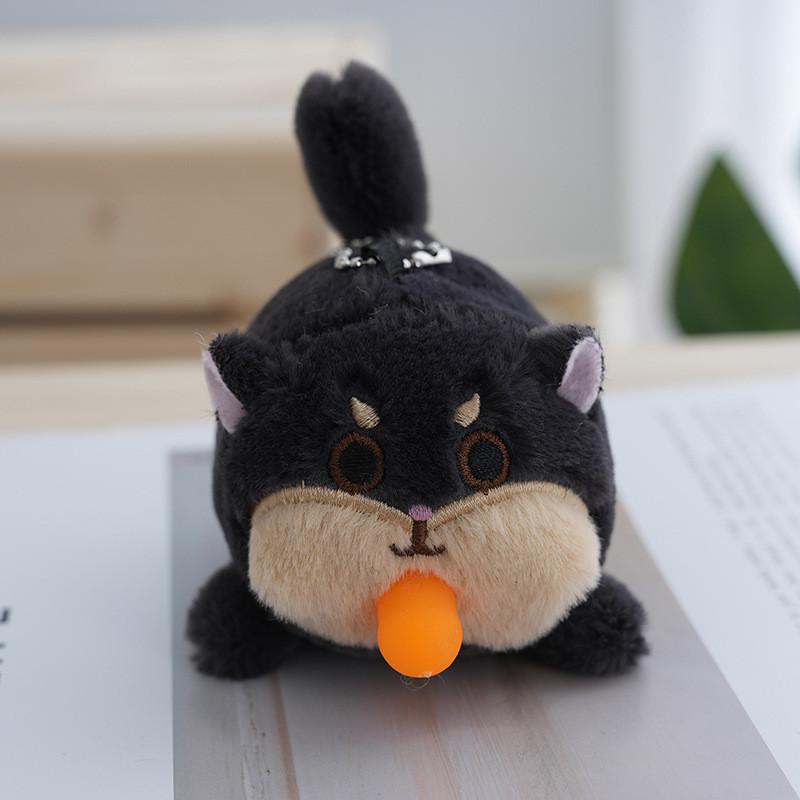 Charming Plush Bubble Blowing Dog Keychain Cute White Puppy Bag Charm Black Cat