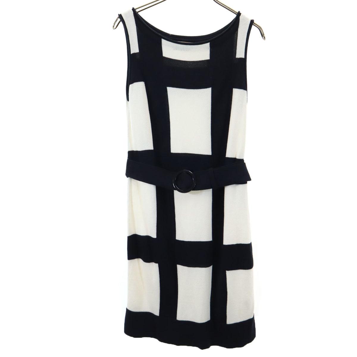 

UNTITLED check No sleeve Knee-length dress 2 White system knit Women Used