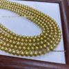 Perles de culture d'eau douce naturelles 6-7 mm presque rondes avec accents dorés - Collier semi-fini impeccable, idéal pour les projets de bricolage