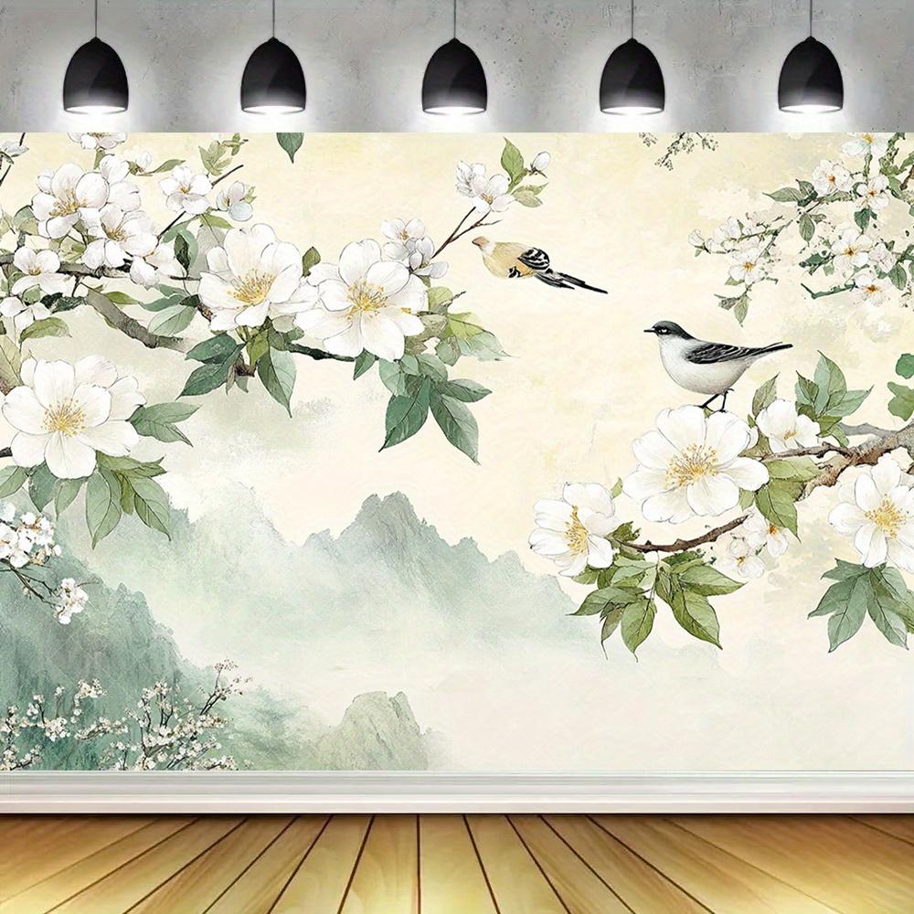 1pc Chinese-style Floral and Landscape Print Tapestry, Traditional Aesthetic Decorative Wall Hanging, Bohemian Home Decor for Living Room or Bedroom,