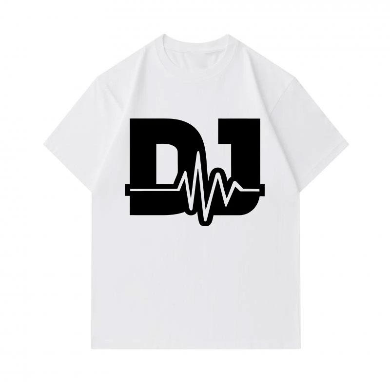 Men's 100% Cotton Crew Neck Short Sleeve T-Shirt, Casual DJ Sound Wave Graphic Printed Breathable Soft Summer Tee for Daily Wear and Music Enthusiasts