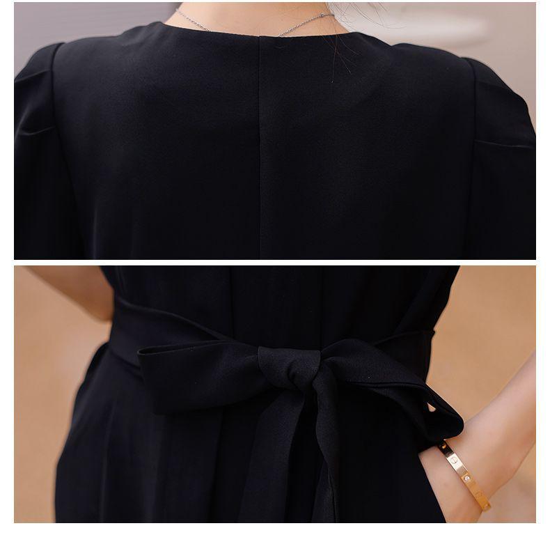 Women's Black Wide-Leg Jumpsuit: Slimming, Single-Breasted, Short Sleeve, Summer Fashion