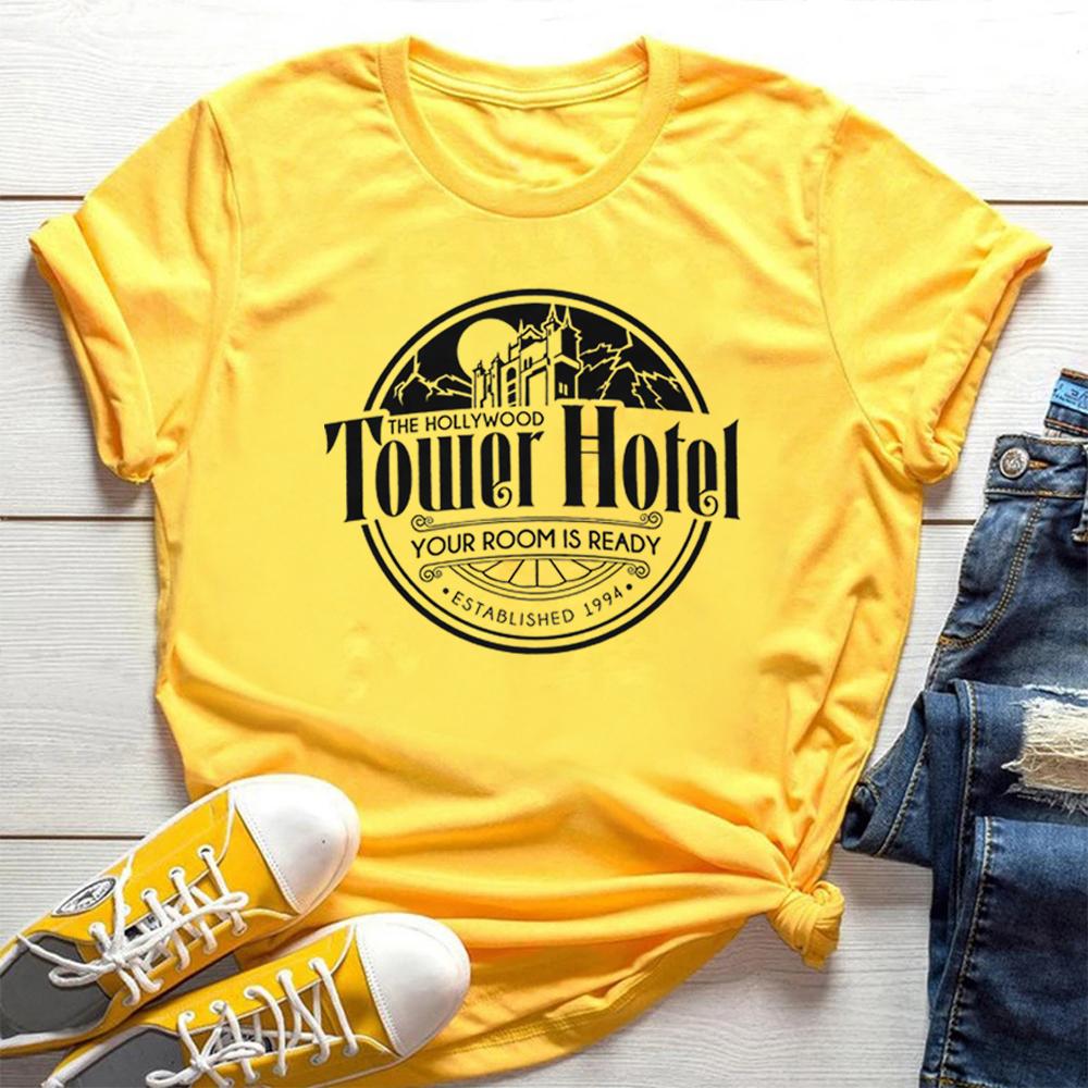 Tower of Terror T-Shirt Tower Hotel Shirt WDW Tshirt Women Summer Causal Short Sleeve Tops Graphic Tees