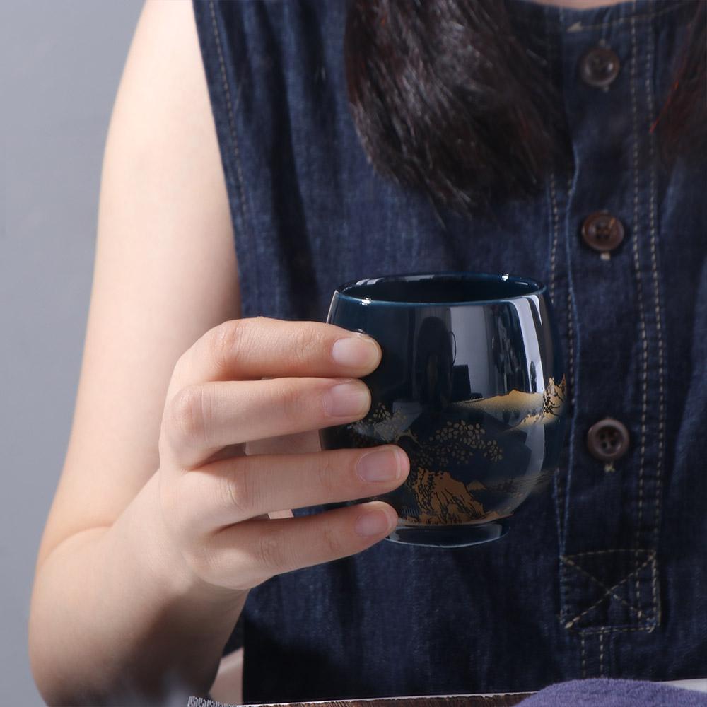 2pcs Teaware Japanese-style Ceramic Teacup with Glaze Retro Simple Master Mug 180ml Smooth Surface Kung Fu Tea Cup Office