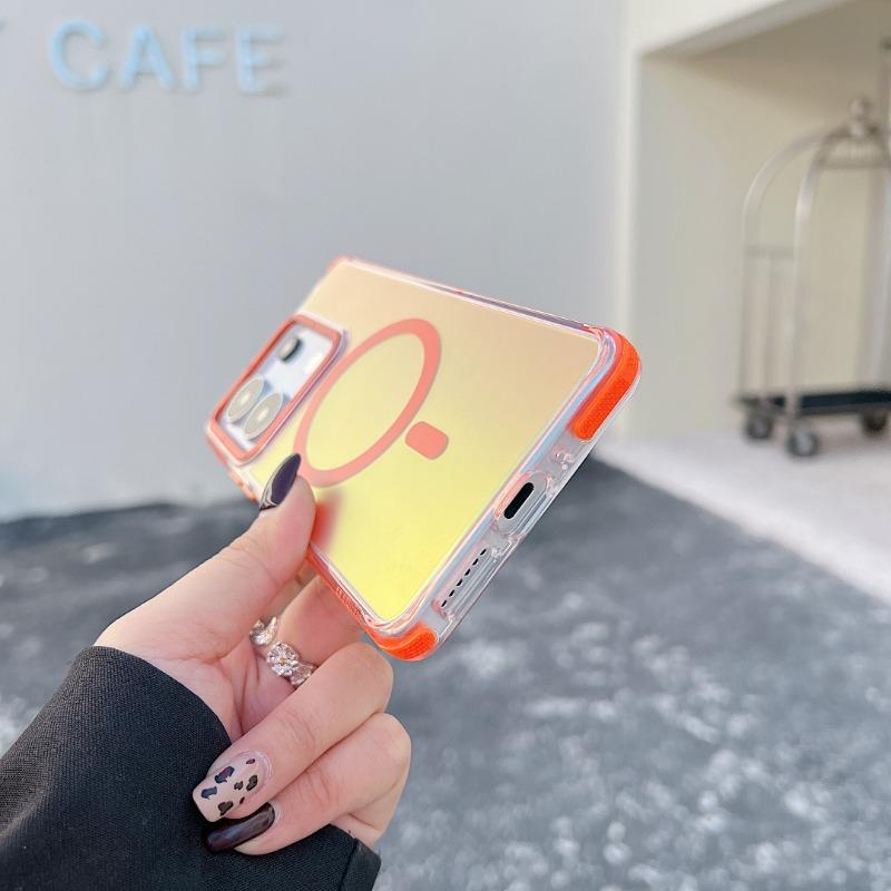 Luxury Metal Lens MagSafe Phone Case for Xiaomi 14T 14TPro Redmi 13 14C NoTe13 14Pro ProPlus Wireless Charging Discolour Cover